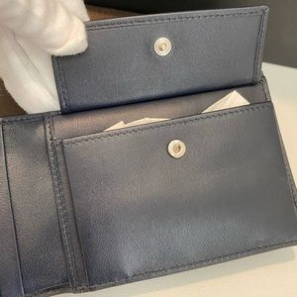 Men's Wallet: New Navy Blue Micro Leather 100% - Picture 3 of 8